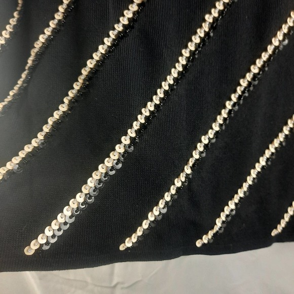 Gardy Sleeveless Dressy Black Tan Sequin Pearls  top Holiday Parties XL - Picture 3 of 4